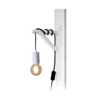 LAMPADA DA PARETE APPLIQUE ARM IN LEGNO E27 BIANCO CAVO NERO