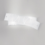 APPLIQUE AGNESE A/M 4 X E14 MONTATURA IN METALLO BIANCO DIFFUSORE VETRO SERIGRAFATO E DECORATO
