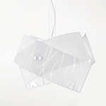 LAMPADARIO AGNESE S/G 2 X E27 MONTATURA IN METALLO BIANCO DIFFUSORE VETRO SERIGRAFATO E DECORATO