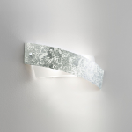 APPLIQUE CAMILLA A/M 4 X E14 MONTATURA METALLO BIANCO DIFFUSORE VETRO FOGLIA ARGENTO 540 X 200MM