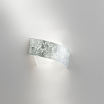 APPLIQUE CAMILLA A/P 2 X E14 MONTATURA METALLO BIANCO DIFFUSORE VETRO FOGLIA ARGENTO 340 X 200MM