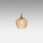 LAMPADARIO SOSPENSIONE CLEOFE S/10 1 X E27 PARALUME IN VETRO AMBRATO D 240 MM