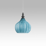 LAMPADARIO SOSPENSIONE CLEOFE S/11 1 X E27 PARALUME IN VETRO COBALTO D 230 MM