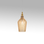 LAMPADARIO SOSPENSIONE CLEOFE S/12 1 X E27 PARALUME IN VETRO AMBRA D180 X H400 MM
