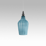 LAMPADARIO SOSPENSIONE CLEOFE S/12 1 X E27 PARALUME IN VETRO COBALTO D180 X H400 MM