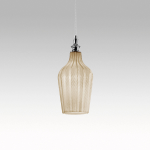LAMPADARIO SOSPENSIONE CLEOFE S/12 1 X E27 PARALUME IN VETRO OCRA D180 X H400 MM