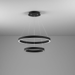 SOSPENSIONE CRISEIDE S/2P DOPPIO LED 100W (60W + 40W) 5100LM 3000K ALLUMINIO NERO SATINATO D600MM