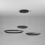 SOSPENSIONE CRISEIDE S/3D TRE LED 180W (40W + 60W + 80W) 9100LM 3000K ALLUMINIO NERO SATINATO