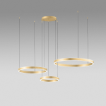 SOSPENSIONE CRISEIDE S/3D TRE LED 180W (40W + 60W + 80W) 9100LM 3000K ALLUMINIO ORO SPAZZOLATO
