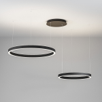 SOSPENSIONE CRISEIDE S/S DOPPIO LED 140W (60W + 80W) 7200LM 3000K ALLUMINIO NERO SATINATO
