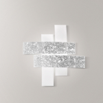 PLAFONIERA LARA P/G 4 X E27 METALLO CROMATO DIFFUSORE VETRO BIANCO E FOGLIA ARGENTO