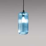 PARALUME RAIKA V/P IN VETRO SOFFIATO BLU TRASPARENTE COSTE VERTICALI DIAMETRO 120MM