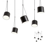 DODO SOSPENSIONE - 5 X E27 - METALLO NERO INTERNO BIANCO