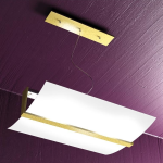 SOSPENSIONE FOGLIA ORO - 2 X E27 - PARALUME VETRO