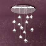 LAMPADARIO WILLOW PENDENTE VETRO BIANCO 12 X G9