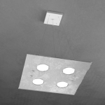 FINE SERIE - PATH SOSPENSIONE 4 LUCI QUADRA FOGLIA ARGENTO