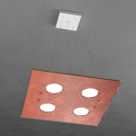 PATH LAMPADARIO A SOSPENSIONE QUADRATO 4 LED FOGLIA RAME