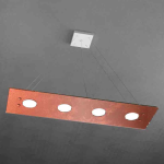 FINE SERIE - PATH SOSPENSIONE 4 LUCI RETTANGOLARE FOGLIA RAME