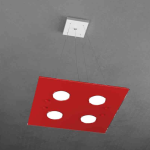 FINE SERIE - PATH SOSPENSIONE 4 LUCI QUADRA ROSSO