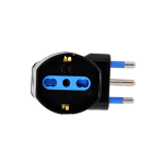 Adattatore schuko 90° spina16A salvaspazio nero