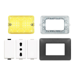 KIT COMPATIBILE MATIX SCATOLA 503 + PRESA BIPASSO + FALSO POLO + PULSANTE + PLACCA GRIGIO SCURO