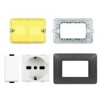 KIT COMPATIBILE MATIX SCATOLA 503 + PRESA SCHUKO + PULSANTE + PLACCA GRIGIO SCURO