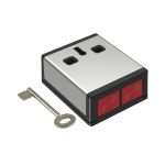 Pulsante anti furto a incastro mediante doppio pulsante selezionabile come NC o NA. Disincastro con chiave. Indicatore per mostrare, lo stato di attivazione. Incorpora tamper con resistenze EOL selezionabili. Pulsante di reset. Vite per assicurare la tapp