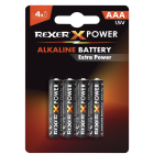 PILE BATTERIE ALCALINE BLISTER 4 PEZZI AAA MINI STILO 1.5V X POWER