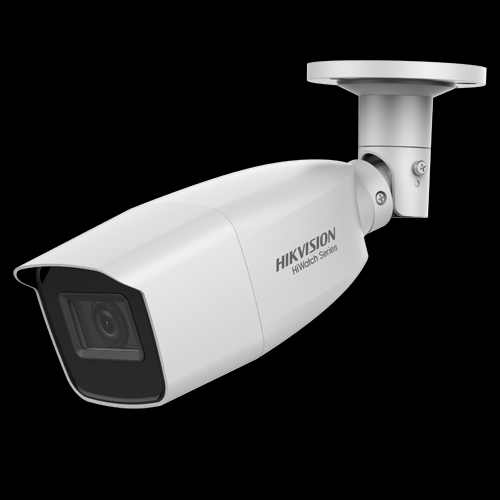 Camera bullet 4 in 1 Serie HiWatchT di HIKVISION® con illuminazione Smart IR di 70 m per esterno. CMOS di 2MP. Uscita 4 in 1 (HDCVI/HDTVI/AHD/960H). Ottica motorizzata di 2,7~13,5 mm (102,4°~31°). Filtro ICR. OSD, AGC, BLC, WDR real 120dB, 3D-DNR, luminos