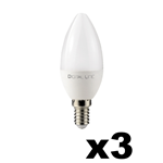 KIT 3 LAMPADINE LED OLIVA E14 5W LUCE CALDA 3000°K 400 LUMEN 35W 25000 ORE