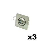 KIT 3 SEGNAPASSI DA INTERNO DA INCASSO 1W QUADRATO RUOTABILE LUCE CALDA 3000K