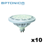 KIT 10 FARETTI LED AR111 GU10 12W BIANCO FREDDO 6000K 36° 960 LM OPTONICA