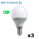 KIT 3 MINI GLOBO LED G45 E14 6W BIANCO CALDO 3000K 480LM OPTONICA
