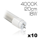 KIT 10 TUBI LED NEON 120CM 18W LUCE NATURALE 4000K 1200LM 90W 270° 