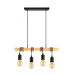SOSPENSIONE 4 X E27 TOWNSHEND METALLO NERO E LEGNO 70 x 10.5 H110