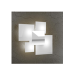 PLAFONIERA 90CM IN VETRO CROMATO CENTRALE 4 X E27 DECORO BIANCO