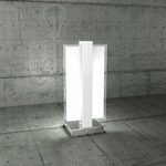 LAMPADA DA TAVOLO IN VETRO CON DECORAZIONE BIANCA 1 X E27