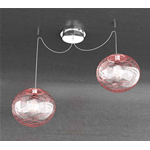FINE SERIE - MOON SOSPENSIONE 2 LUCI D.30 CM. VETRO ROSSO