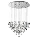 SOSPENSIONE PIANOPOLI 43 X 2,5W 11610 LUMEN 3000K STRUTTURA ACCIAIO INOX CROMATO DIFFUSORE FIORI DI CRISTALLO SWAROVSKI Ø78 H110
