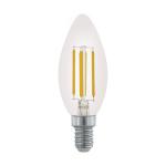 LAMPADINA LED E14 4W CANDELA 2700K TRASPARENTE A FILAMENTO 350 LUMEN Ø3.5 9.8