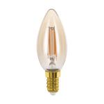 LAMPADINA LED E14 4W CANDELA 2700K VETRO AMBRATO A FILAMENTO 270 LUMEN Ø3.5 9.8