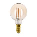 LAMPADINA LED E14 4W MINI GLOBO 2700K VETRO AMBRATO A FILAMENTO 350 LUMEN Ø6 9.5