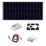 KIT FOTOVOLTAICO 200W PER CAMPER BARCHE E CARAVAN PANNELLO 110W REGOLATORE DI CARICA 20A SUPPORTO E PROLUNGA