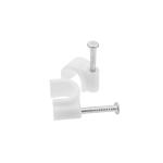 Clip con chiodini con fermacavo tondo 5mm bianco 100pz