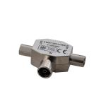 Splitter coax in ottone nichelato - 1 presa/2 spine