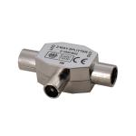 Splitter coax in ottone nichelato - 1 spina/2 prese