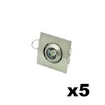 KIT 5 SEGNAPASSI DA INTERNO DA INCASSO 1W QUADRATO RUOTABILE LUCE CALDA 3000K