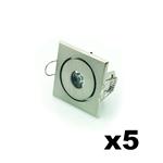 KIT 5 SEGNAPASSI DA INTERNO1W INCASSO QUADRATO LUCE CALDA 8W 80LM 3000K