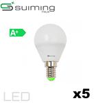 KIT 5 LAMPADA LED MINI GLOBO E14 3W LUCE CALDA 3000K 270LM CERAMICA SUIMING