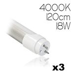 KIT 3 TUBI LED NEON 120CM 18W LUCE NATURALE 4000K 1200LM 90W 270°